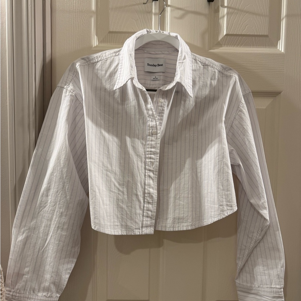 Aritzia Sunday Best White Striped Shirt